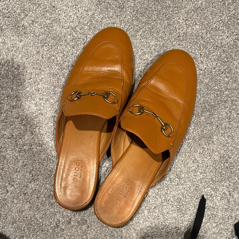 Gucci Princetown Cognac Leather Loafer Mules - Picture 3 of 9